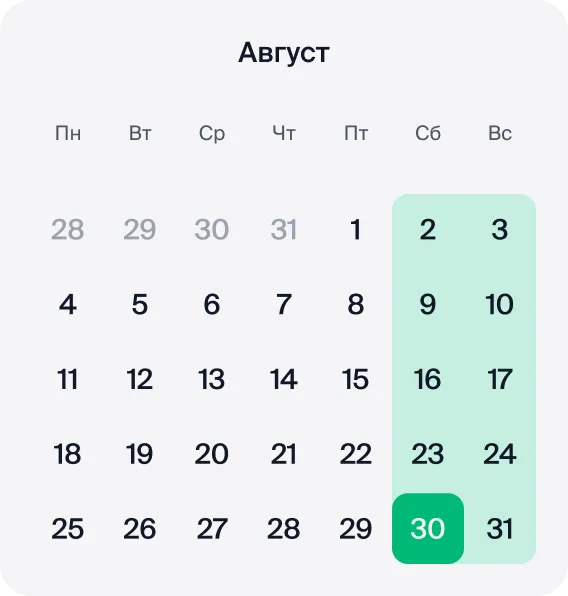 Календарь августа 2025 года с указанием выходных и праздников в Казахстане